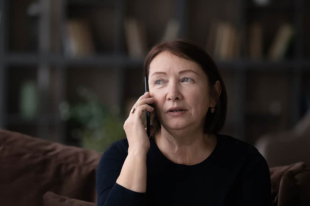 Person using helpline for alcohol use support