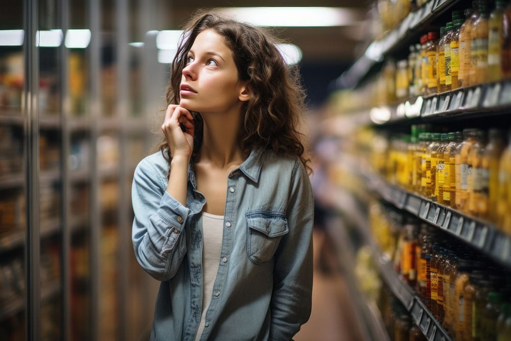 Eating-disorder-awareness-02.24 Female with eating disorder in the supermarket