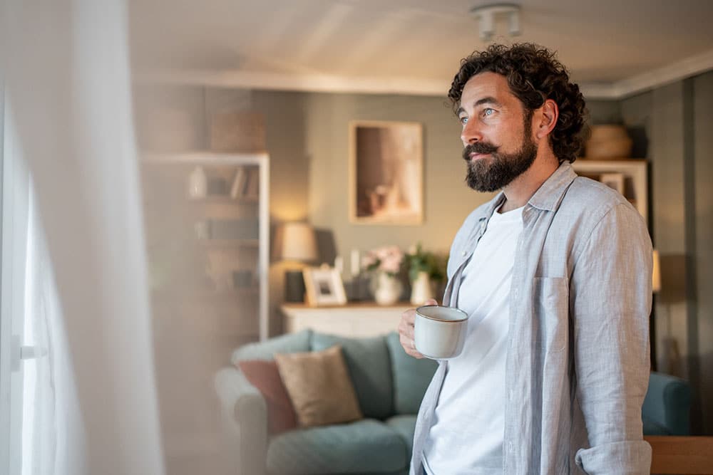 Man reflection on own health