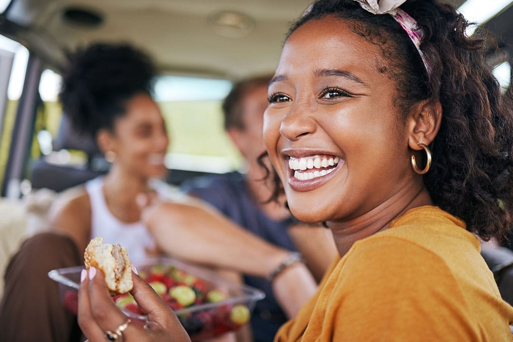 Lady using mind-hacks to support healthy eating